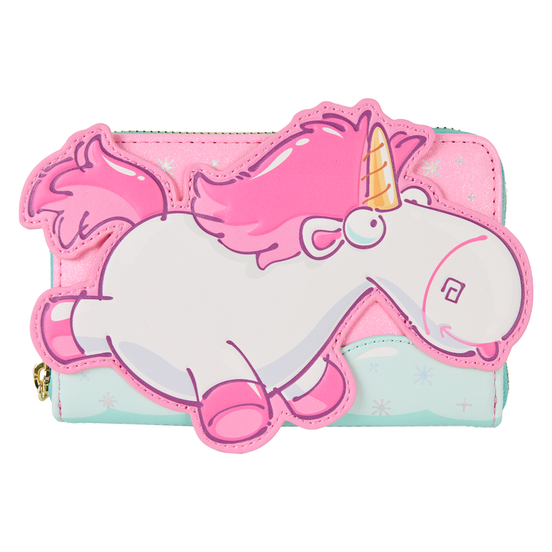 Minions Fluffy Unicorn Rainbow Glitter Zip Around Wallet