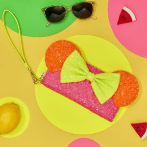 Minnie Mouse Exclusive Color Block Neon Sequin Zip Around Wristlet Wallet
