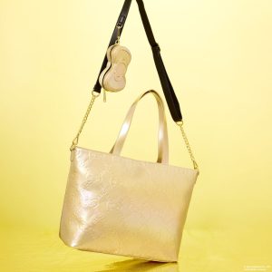 Sanrio Hello Kitty 50th Anniversary Metallic Gold Tote Crossbody Bag With Coin Bag