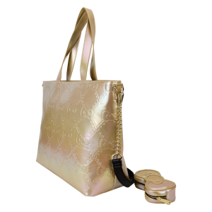 Sanrio Hello Kitty 50th Anniversary Metallic Gold Tote Crossbody Bag With Coin Bag