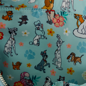Disney Dogs & Cats Floral Faux Denim Convertible Backpack & Tote Bag with Coin Bag